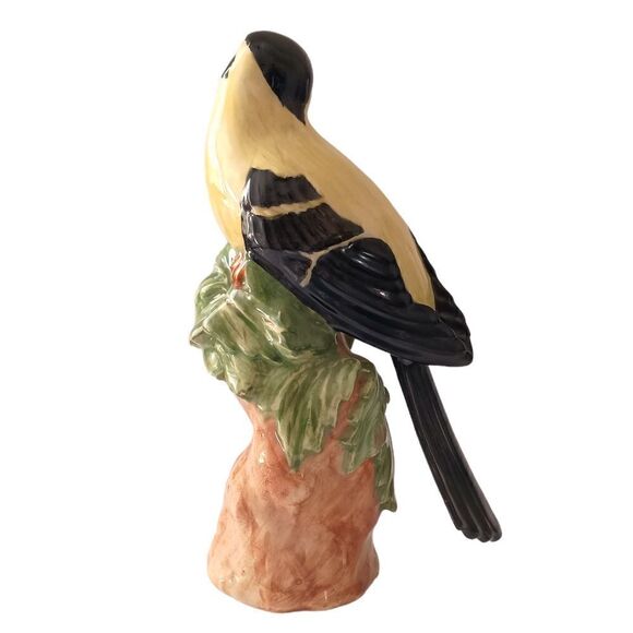 Vintage Goldfinch Bird Figurine Porcelain Handpainted Large 9" Signed By Artist. - Picture 9 of 16